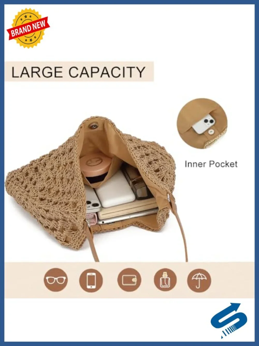 Straw Woven Beach Hobo Shoulder Bag for Women Lightweight Summer Tote